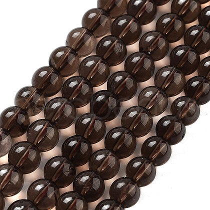 Natural Smoky Quartz Round Beads Strands G-E329-6mm-38A-1