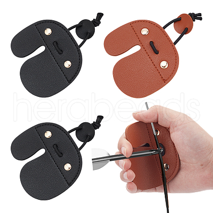  4Pcs 2 Styles Fingers Leather Archery Bow Gloves Tip Protector AJEW-NB0006-34-1