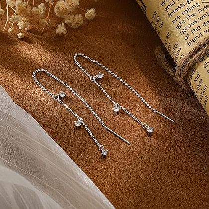 Flat Round Brass Clear Cubic Zirconia Ear Thread FS-WG76BDC-02-1