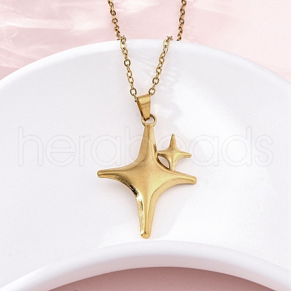 Sparkle Star 304 Stainless Steel Pendant Necklaces NJEW-M096-29G-1