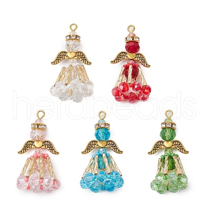 Handmade Glass Seed Beaded Angel Pendants PALLOY-MZ00499-1