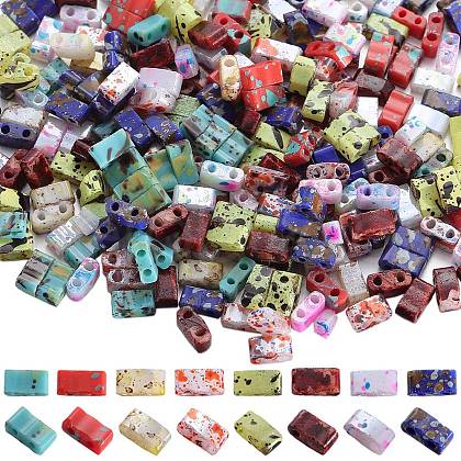 SUNNYCLUE 800Pcs 10 Colors 2-Hole Opaque Glass Seed Beads SEED-SC0001-45-1