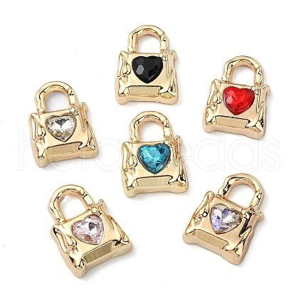 Golden Rack Plating Alloy Rhinestone Pendants PALLOY-F308-21G-1