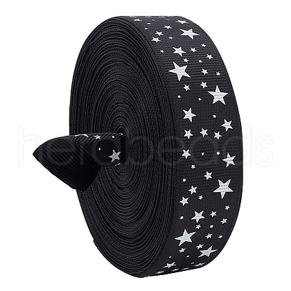   25 Yards Polyester Star Print Grosgrain Ribbon OCOR-PH0004-09-1