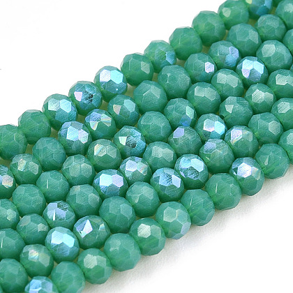 Electroplate Opaque Solid Color Glass Beads Strands EGLA-A034-P2mm-L25-1