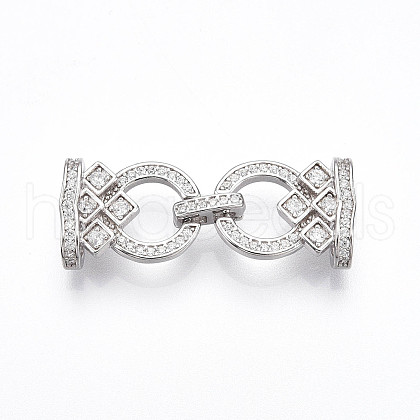 925 Sterling Silver Micro Pave Clear Cubic Zirconia Fold Over Clasps STER-T008-01P-1