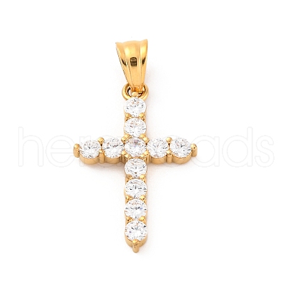 304 Stainless Steel Cubic Zirconia Pendants STAS-C102-01C-G-1