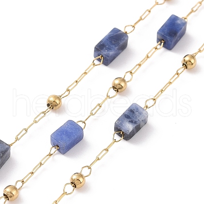 Natural Lapis Lazuli Rectangle Beaded Chains AJEW-SZ0002-42I-1