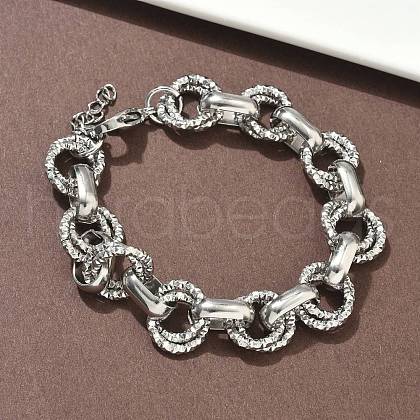 304 Stainless Steel Rolo Chain Bracelets for Women BJEW-S176-01P-B-1