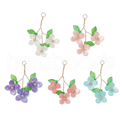 9Pcs 9 Colors Pearlized Glass Pearl Pendants PALLOY-JF03601-1