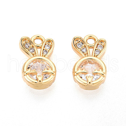 Brass Micro Pave Cubic Zirconia Charms KK-N263-61G-1