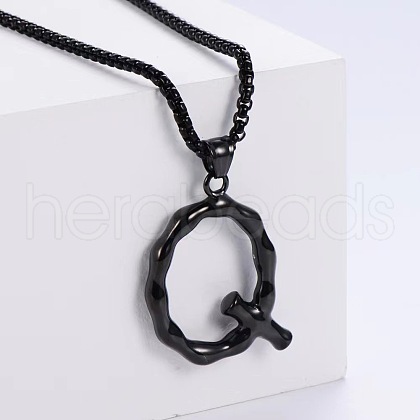 Stylish Stainless Steel Initial Pendant Necklaces SR1473-17-1