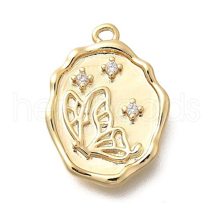 Brass Micro Pave Cubic Zirconia Pendants KK-Q035-16C-G-1