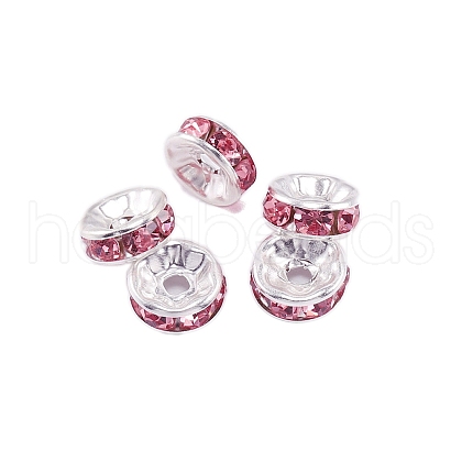 Rondelle Brass Rhinestone Spacer Beads FS-WG29681-58-1