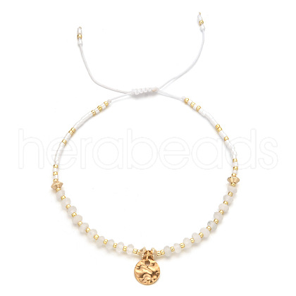 Natural White Jade Braided Bead Bracelet FR2657-6-1