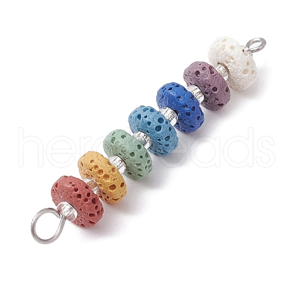 10Pcs Dyed Natural Lava Rock Connector Charms PALLOY-JF02546-01S-1