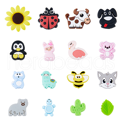 DICOSMETIC 16Pcs 16 Style Silicone Beads SIL-DC0001-17-1