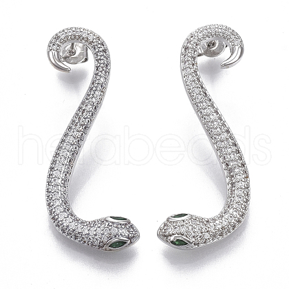 Brass Micro Pave Cubic Zirconia Stud Dangle Earrings EJEW-R114-005P-NF-1