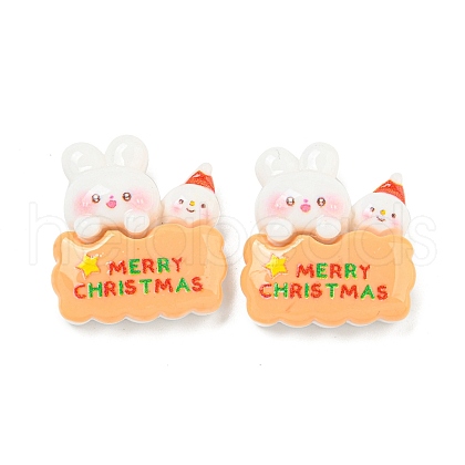 Christmas Rabbit Theme Opaque Resin Decoden Cabochons CRES-B022-04F-1