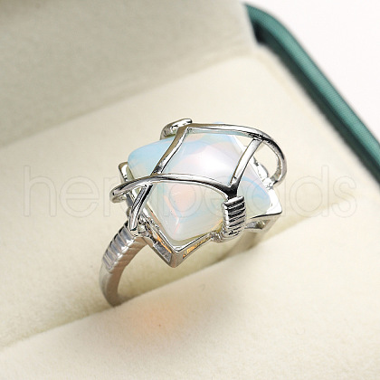Brass & Opalite Finger Rings FS-WG78CCB-04-1