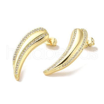 Rack Plating Brass Micro Pave Cubic Zirconia Stud Earrings for Women EJEW-P272-09G-1