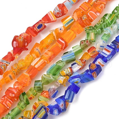 Handmade Millefiori Lampwork Beads Strands LAMP-P070-02A-1
