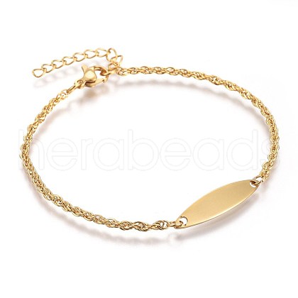 Ion Plating(IP) 304 Stainless Steel ID Bracelets BJEW-L637-11-G-1