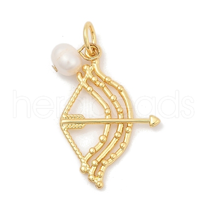 Natural Cultured Freshwater Pearl & Brass Pendants KK-U062-13G-1