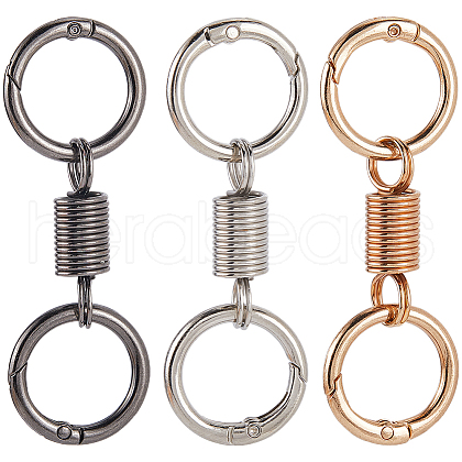 SUNNYCLUE 12Pcs 3 Colors Nordic Retro Zinc Alloy Double Spring Ring Clasps FIND-SC0012-87B-1