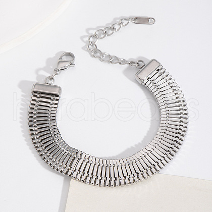 304 Stainless Steel Link Chain Bracelets for Women BJEW-Z125-02P-1