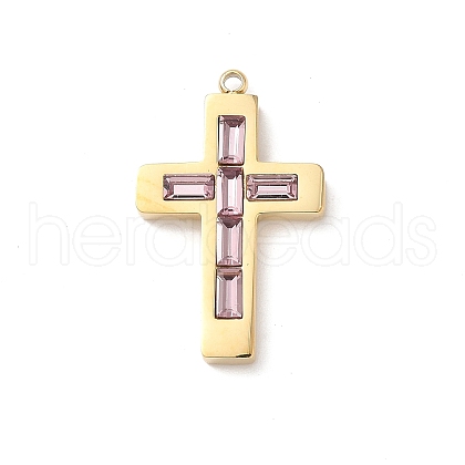 304 Stainless Steel Rhinestone Pendants STAS-L022-085G-07-1