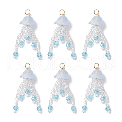 Glass Seed Beaded Jellyfish Pendants PALLOY-MZ00707-05-1