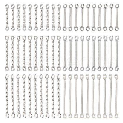 DICOSMETIC 90Pcs 6 Styles 304 & 201 Stainless Steel Bar Connector Charms STAS-DC0016-19-1