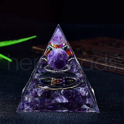 Natural Amethyst Orgone Stone Pyramid PW-WG8ED82-01-1