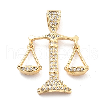 Rack Plating Brass Micro Pave Cubic Zirconia Pendants KK-H449-67G-02-RS-1