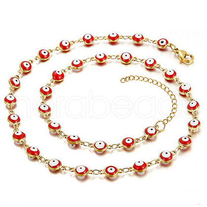Enamel Evil Eye Link Chain Necklace PO5929-3-1