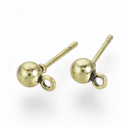 Iron Ball Stud Earring Findings KK-R071-09AG-1