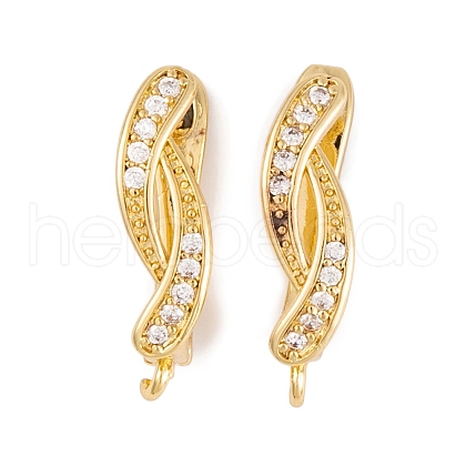 Rack Plating Brass Cubic Zirconia Hoop Earring Findings KK-S374-04G-05-1