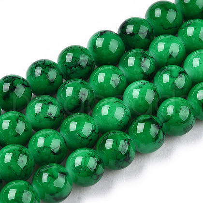 Baking Painted Glass Round Bead Strands DGLA-Q019-8mm-52A-1