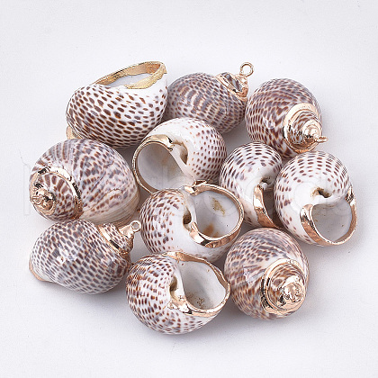 Electroplate Spiral Shell Pendants X-SSHEL-T009-20-1