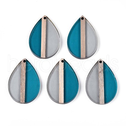 Transparent Resin & Wood Pendants RESI-T057-58A-1