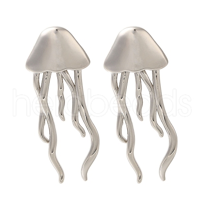 Rack Plating Jellyfish Brass Stud Earrings EJEW-I310-19P-1