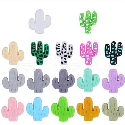 34Pcs 17 Style Cactus Food Grade Eco-Friendly Silicone Focal Beads JX905A-1