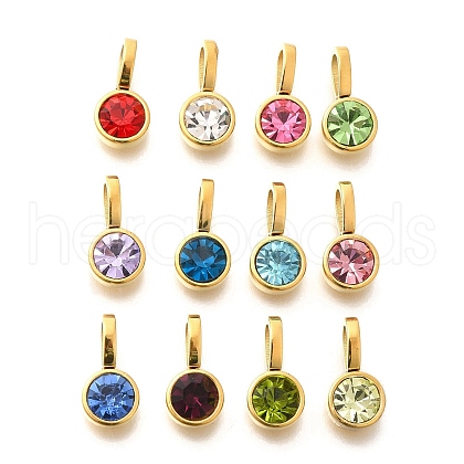 Ion Plating(IP) 304 Stainless Steel Micro Pave Rhinestonea Pendants STAS-K263-75A-G-1