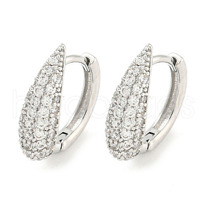 Brass Micro Pave Clear Cubic Zirconia Hoop Earrings for Women EJEW-S228-07P-1