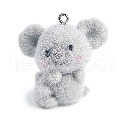 Animal Theme Flocky Resin Pendants RESI-M051-01E-1