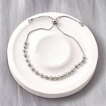 Brass Round Beads Slider Bracelets for Women BJEW-D317-13P-1