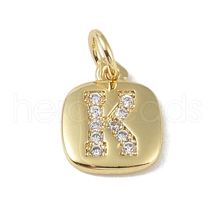 Rack Plating Brass Micro Pave CLear Cubic Zirconia Charms KK-E110-14G-K-1