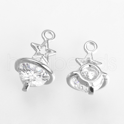 Brass Cubic Zirconia Pendants ZIRC-Q002-83P-1