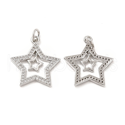 Brass Micro Pave Cubic Zirconia Pendants KK-E068-VB106-1